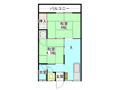 ハイツ山文(2DK/2階)の間取り写真