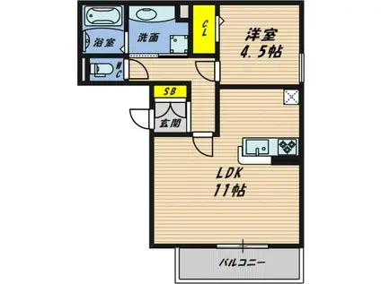 サニーガーデン鶴見(1LDK/1階)の間取り写真