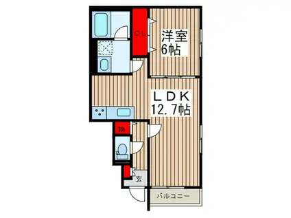 アムール 浦和美園(1LDK/1階)の間取り写真