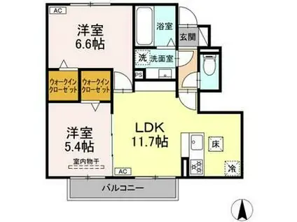D-ROOM小賀須3丁目(2LDK/1階)の間取り写真