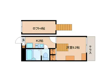 レオパレスMARJORAM(1K/1階)の間取り写真