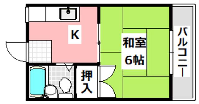 ハイツ森田(1K/2階)の間取り写真
