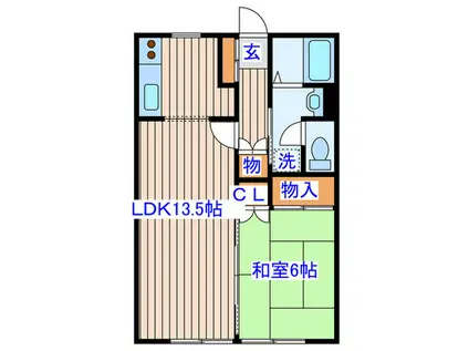 ウエストコーポI(1LDK/1階)の間取り写真