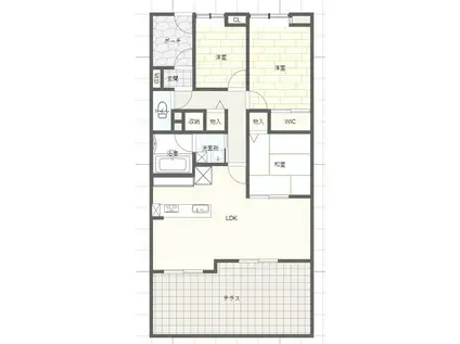 パレ・ロワイヤル田寺東ウエストコート(3SLDK/1階)の間取り写真