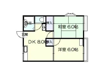カメイハイツ(2DK/2階)の間取り写真