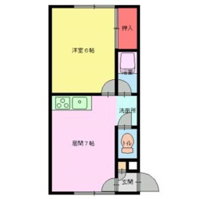 チェリーハウス(1DK/1階)の間取り写真