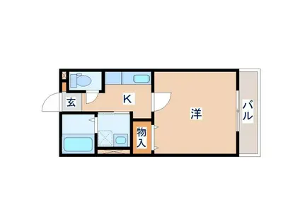 エーブルB(1K/1階)の間取り写真