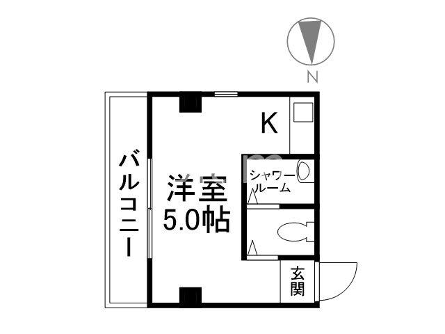 興亜ビル(ワンルーム/5階)の間取り写真