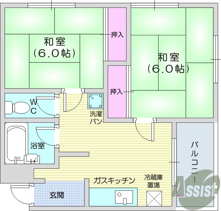 コーポ志波(2DK/2階)の間取り写真