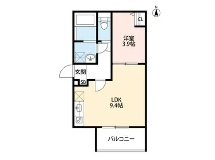 ブバルディア(1LDK/3階)の間取り写真