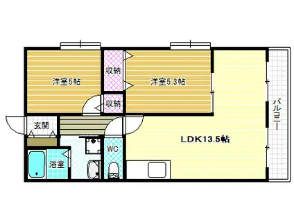 三宅アメニティーサンズ(2LDK/6階)の間取り写真