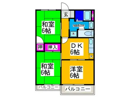 ハイツ桂(3DK/2階)の間取り写真