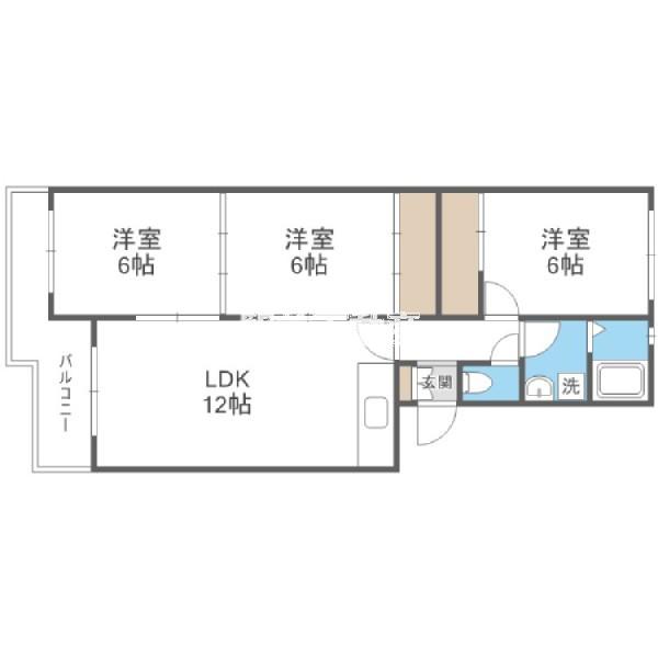 コーポ東大利(3LDK/1階)の間取り写真