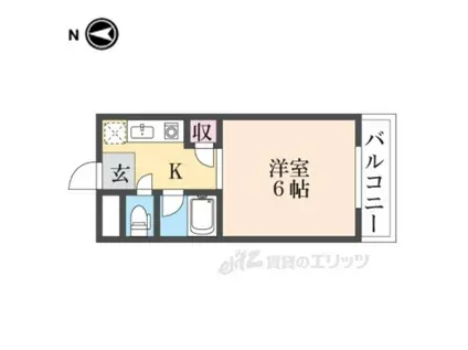 ソレイユ武庫川(1K/1階)の間取り写真