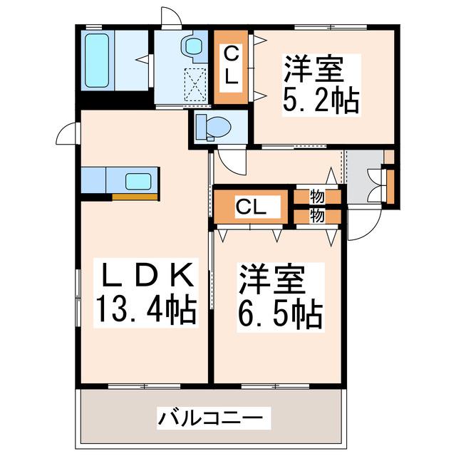 ハイマート万日(2LDK/2階)の間取り写真