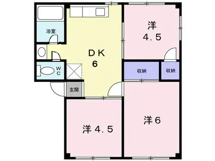 メゾン大国A棟(3DK/1階)の間取り写真