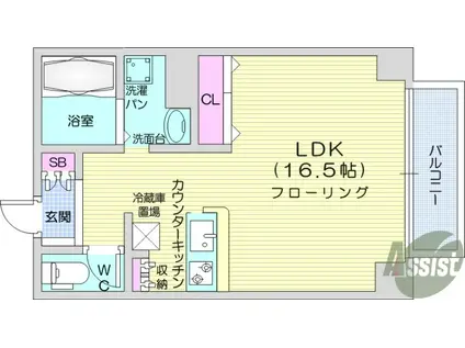 サンフェリーチェ・17(ワンルーム/17階)の間取り写真