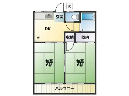 東京湾ハイツ(2DK/2階)の間取り写真