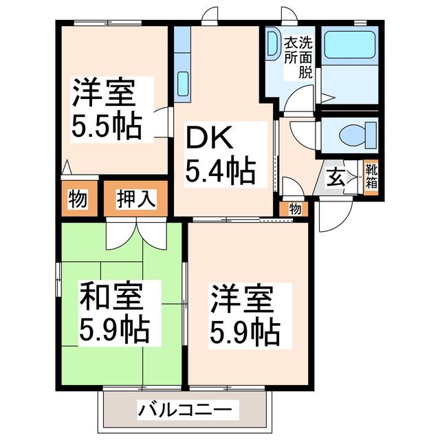 サクラージュ(3DK/2階)の間取り写真
