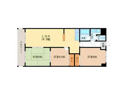 ファミールDAN(3LDK/4階)の間取り写真