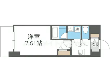 ブランシエスタ天満(1K/9階)の間取り写真