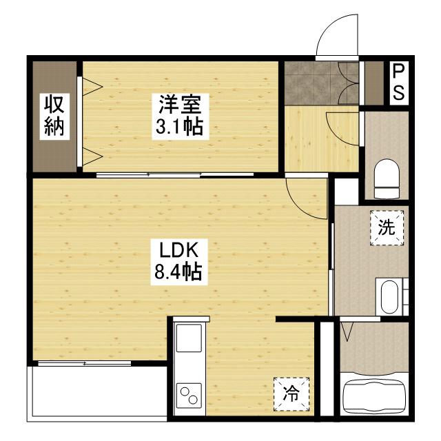 月光福山東壱番館(1LDK/1階)の間取り写真