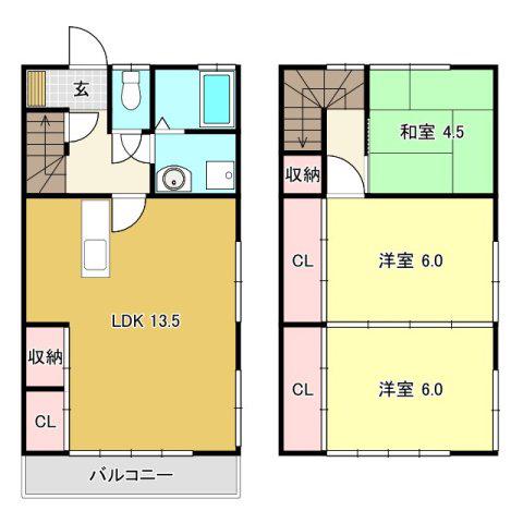 ハイツいまいI(3LDK/2階)の間取り写真