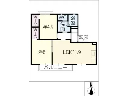 カーサB(2LDK/1階)の間取り写真