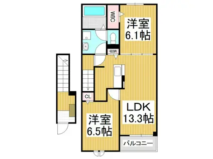 フォレスターナ ココA(2LDK/2階)の間取り写真