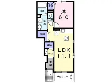 グランソレイユ(1LDK/1階)の間取り写真