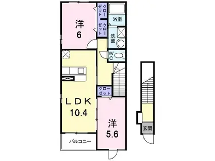 ジュネス キヨミII(2LDK/2階)の間取り写真