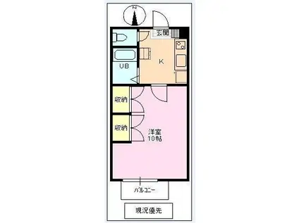 ファーストハイム東和田(1K/1階)の間取り写真