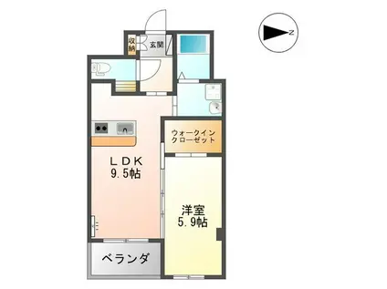 フェリエ浜乃木(1LDK/2階)の間取り写真