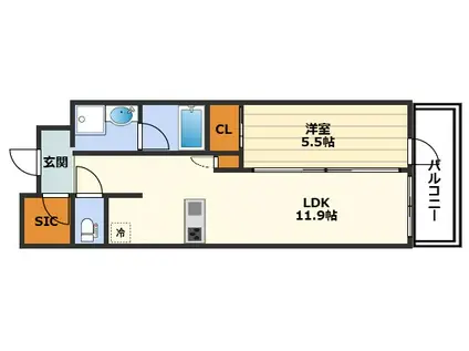 シエリア梅田豊崎(1LDK/15階)の間取り写真