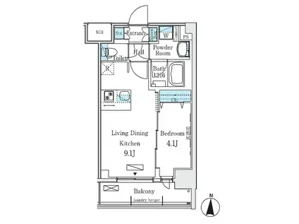 ディームス東陽町II(1LDK/4階)の間取り写真