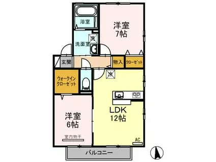 TSスクエアD棟(2LDK/2階)の間取り写真