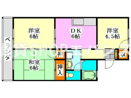 エクセル夏見台(3DK/2階)の間取り写真