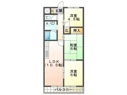 ハイツ富田III(3LDK/3階)の間取り写真