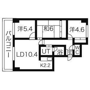 サントアリオデ大谷地(3LDK/2階)の間取り写真