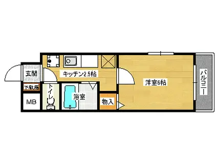 グランドール西旭町(1K/5階)の間取り写真