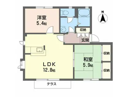 ケンジントンロード(2LDK/1階)の間取り写真