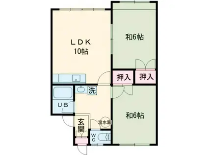 コーポ土谷I(2LDK/2階)の間取り写真