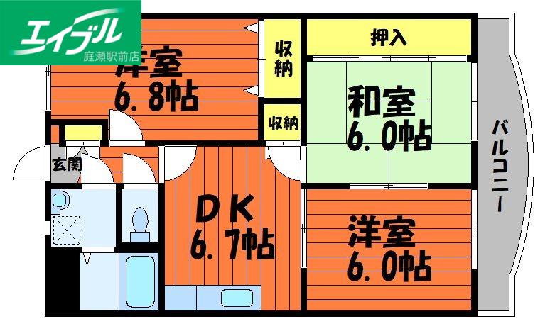 ピュアラ(3DK/1階)の間取り写真