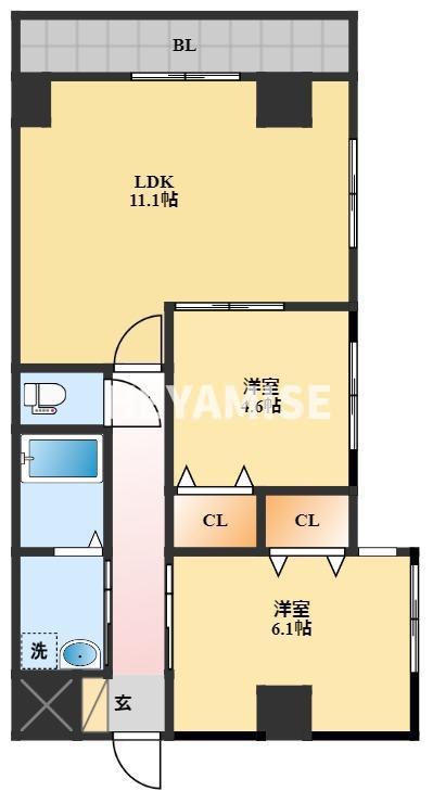 マルヨシコート長与(2LDK/3階)の間取り写真