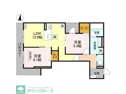 トリアングル(2LDK/1階)の間取り写真