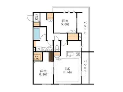 LE RUAHレルーア(2LDK/2階)の間取り写真