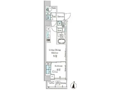 パークアクシス木場キャナルイースト(1LDK/5階)の間取り写真