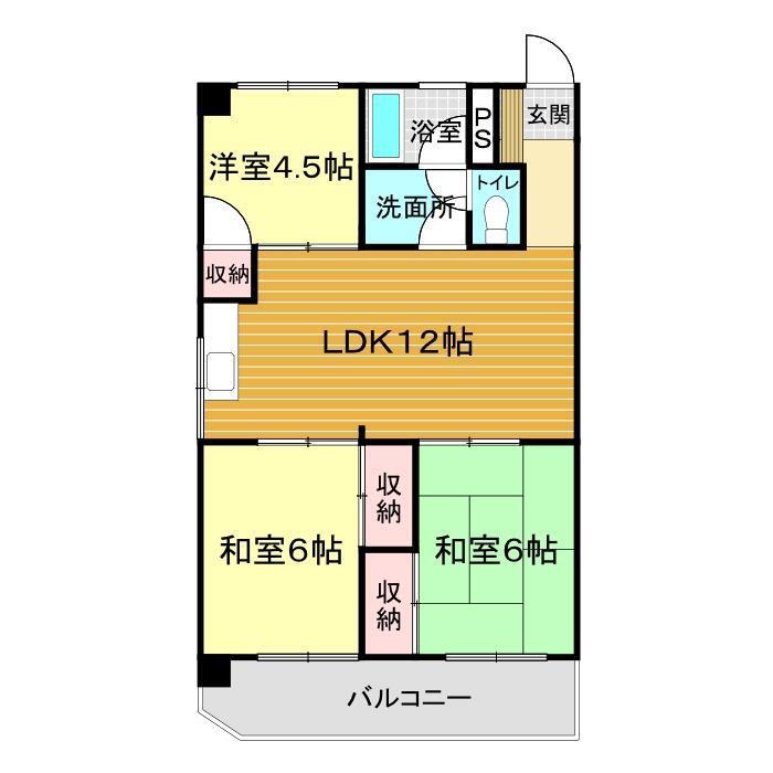グリーンマンション(3LDK/6階)の間取り写真