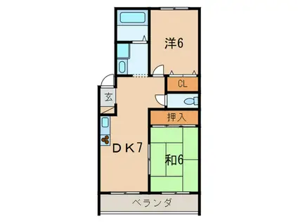 ニューエクセル武庫之荘(2DK/4階)の間取り写真