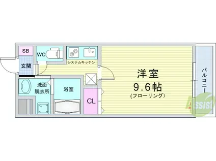 GRANDIR服部(1K/1階)の間取り写真